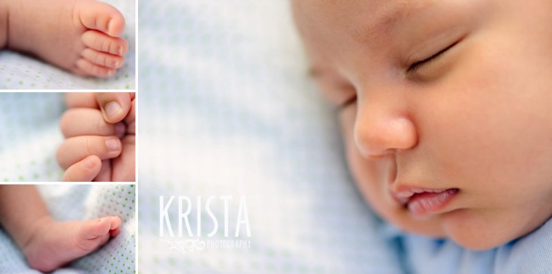 newborn baby boy at one month old during lifestyle portrait session with family outside
