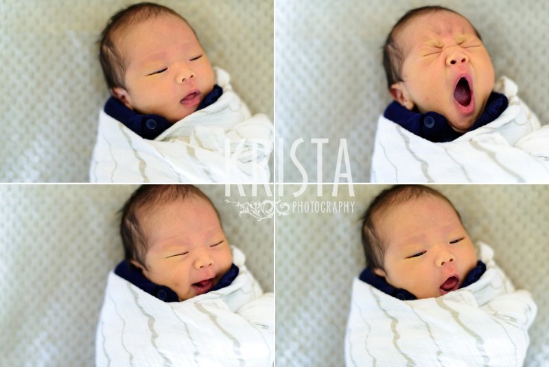 so many expressions of a newborn baby boy during lifestyle portrait session in family home