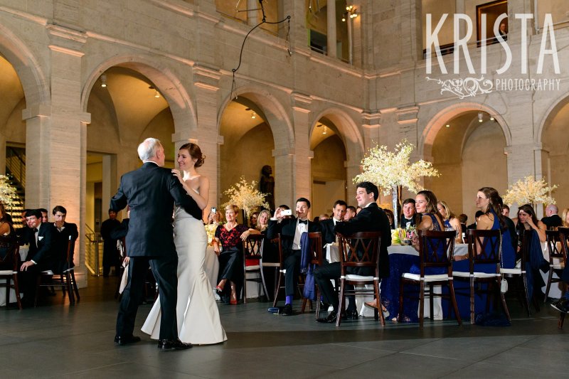 Father Daughter Dance, Parent Dances. Elegant Boston Wedding. Getting Ready and Bride & Groom portraits on Beacon Hill, ceremony at Harvard Memorial Church, and reception at the Harvard Art Museums. © Krista Photography, Boston Wedding Photographers