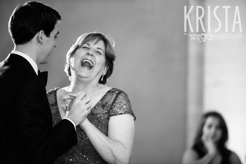 Mother Son Dance, Parent Dances. Elegant Boston Wedding. Getting Ready and Bride & Groom portraits on Beacon Hill, ceremony at Harvard Memorial Church, and reception at the Harvard Art Museums. © Krista Photography, Boston Wedding Photographers