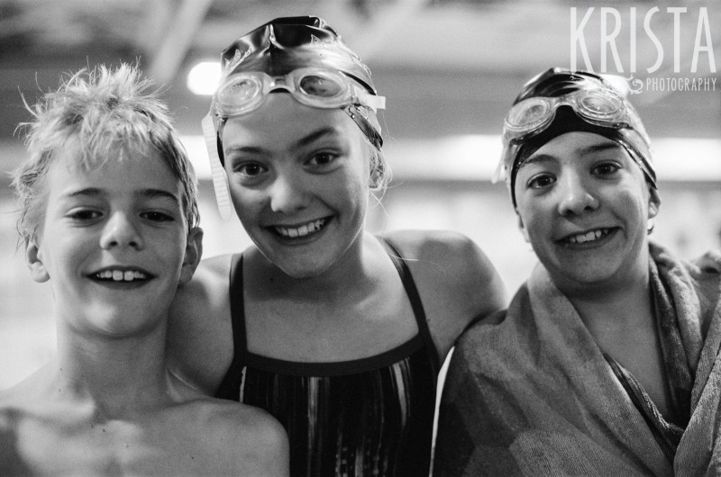The kids' first swim meet. Shot on black & white film. Photo by Krista Guenin | Krista Photography