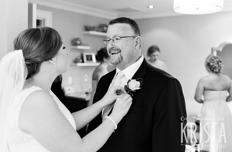 Bride and her proud father getting ready for the day at the Manchester Country Club. © 2016 Krista Photography - www.kristaphoto.com