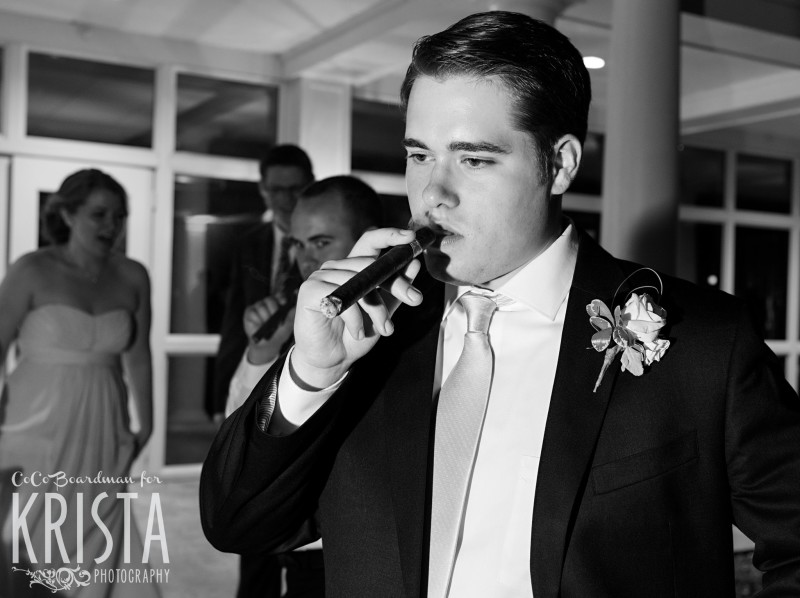 Groom and his guests smoking some cigars at the end of the night. © 2016 Krista Photography - www.kristaphoto.com