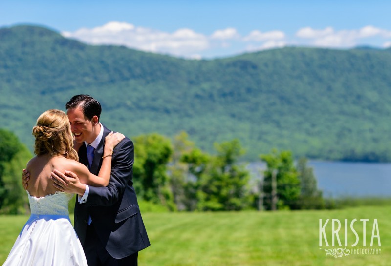 Bride & Groom's First Look - Mountain Top Inn, Vermont.  Vermont Wedding Photography. © Krista Photography - www.kristaphoto.com