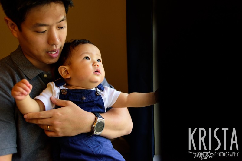 Father & Son at window. One Year Portraits, First Birthday. Boston Family Photographer, Krista Guenin. © Krista Photography - www.kristaphoto.com