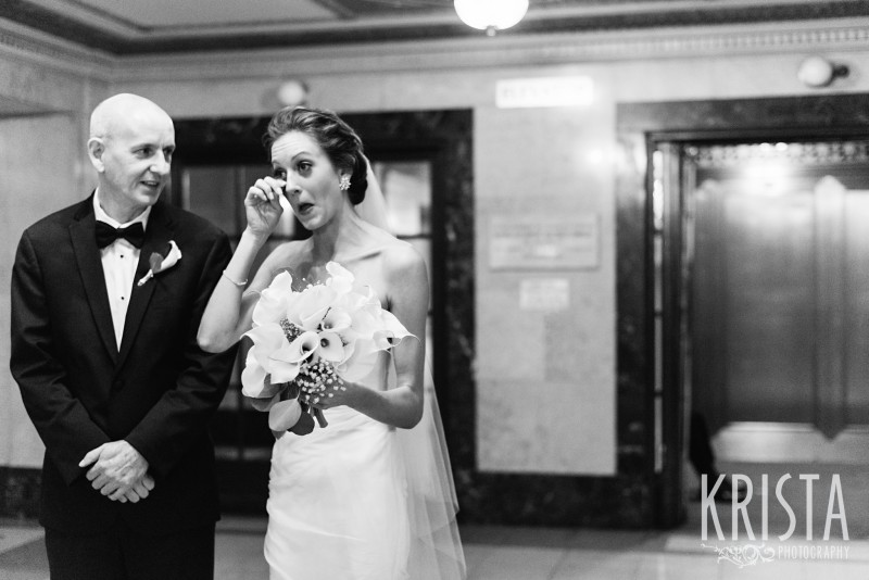 Tears before she walks down the aisle. Wang Theater Wedding © Krista Photography, Boston Wedding Photographer - www.kristaphoto.com